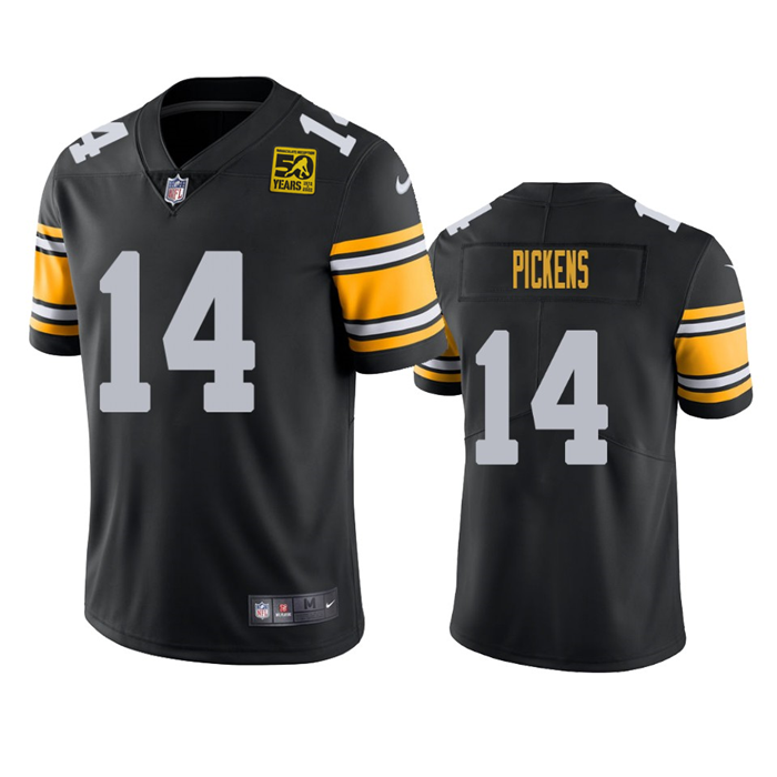 Men's Pittsburgh Steelers #14 George Pickens Black 2023 50th Anniversary Vapor Untouchable Limited Jersey